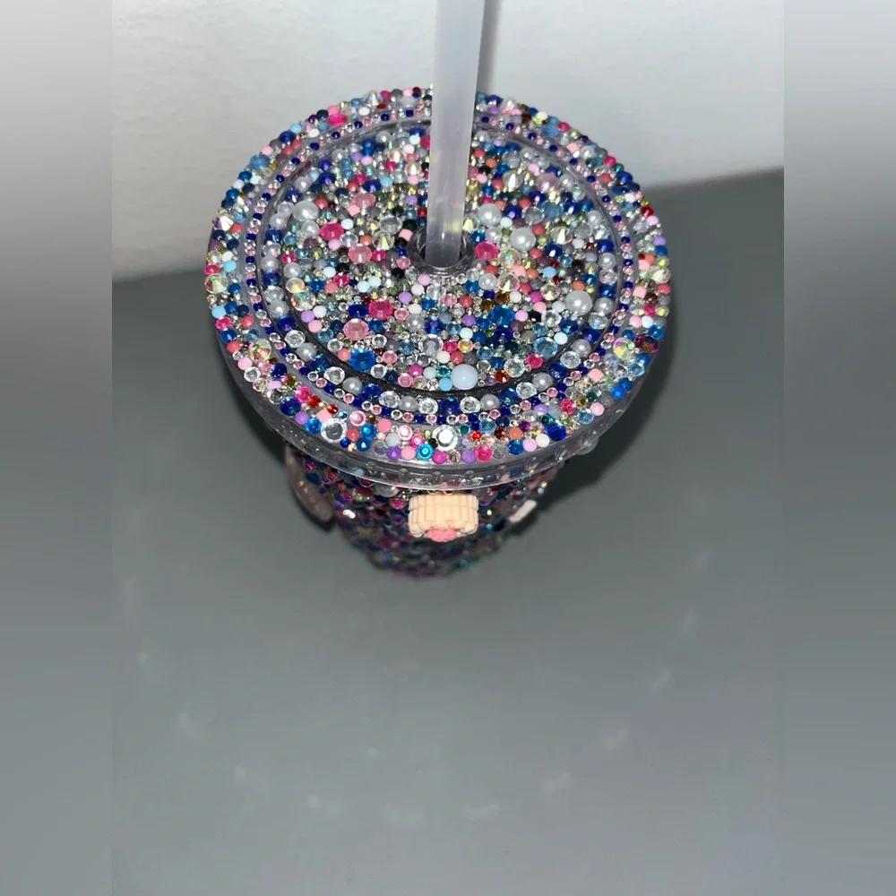 Bedazzled Shiny Bling Rhinestone Sweet Donuts Cake Lollipop Gems Multicolor Cup